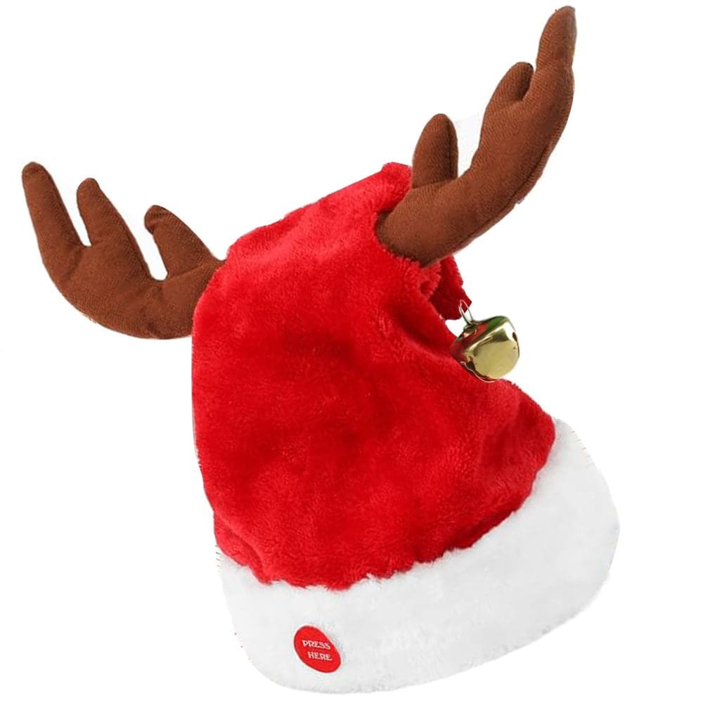 Gorro Natal Musical Orelhas Rena Se Movimentam Natalino Premium Bone Chapeu Ajustavel Luxo Presente