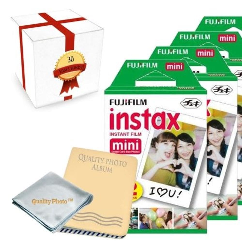 Filme Fujifilm INSTAX Mini Instant, pacote com 3 (30 filmes) com álbum