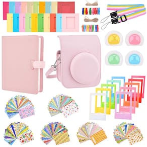 Kit de acessórios Sunmns Mini 12 Instant Camera PU em couro rosa