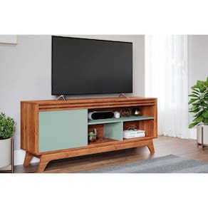 Rack Bancada P/tv Até 55 Pol Grecia 100% Mdf C/ Nichos E Pés 154cm Cinamomo/salvia - Permóbili