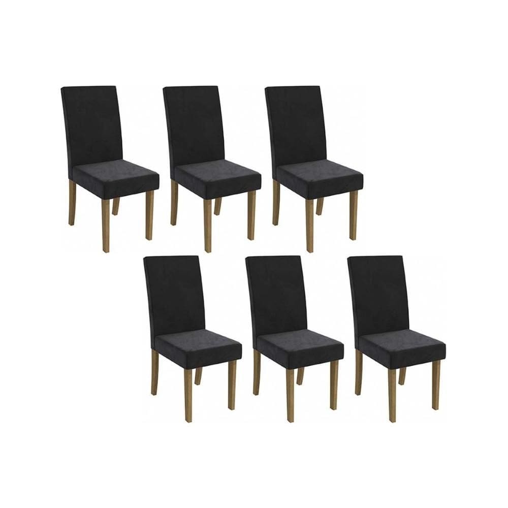 Cadeira Sala de Jantar 2CAD131FR Kit 6 Un Freijo/Suede Preto A038 - Kappesberg