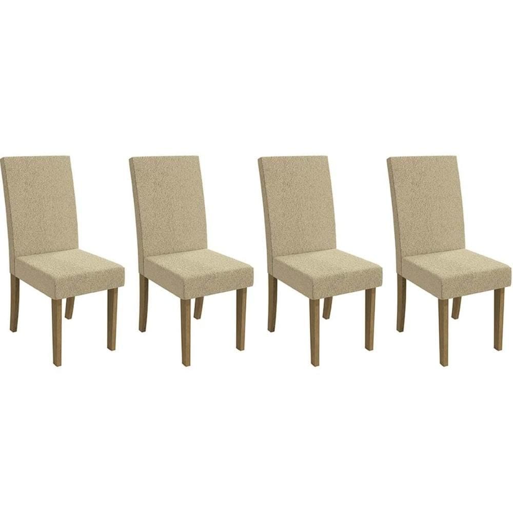 Cadeira Sala de Jantar 2CAD131FR Kit 4 Un Freijo/Linho Bege Claro A058 - Kappesberg