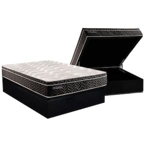 Conjunto Box Baú Casal: Colchão Espuma Paropas Molas Extrapedic Olímpia + Base CRC Suede Black (138x188)