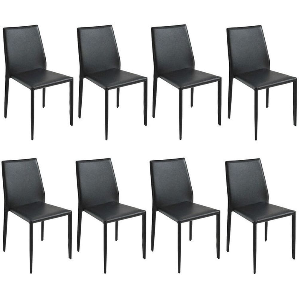 Kit com 8 Cadeiras de Jantar Amanda Pvc Preto