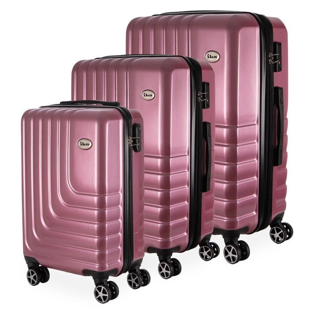 Conjunto De Malas De Viagem Abs Expansível Ika Flex Cadeado Tsa Rodas Duplas 3pcs P/m/g Rosê