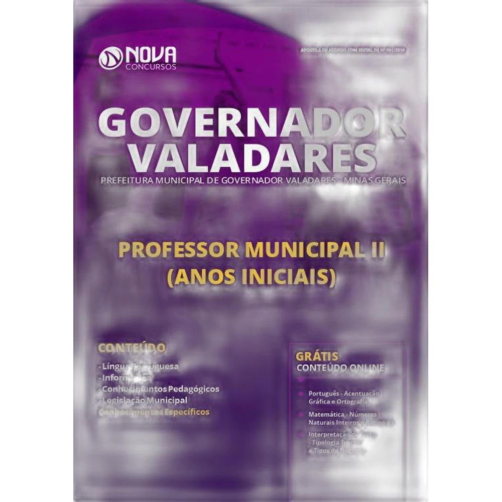 Apostila Governador Valadares Professor Municipal 2 Inicial