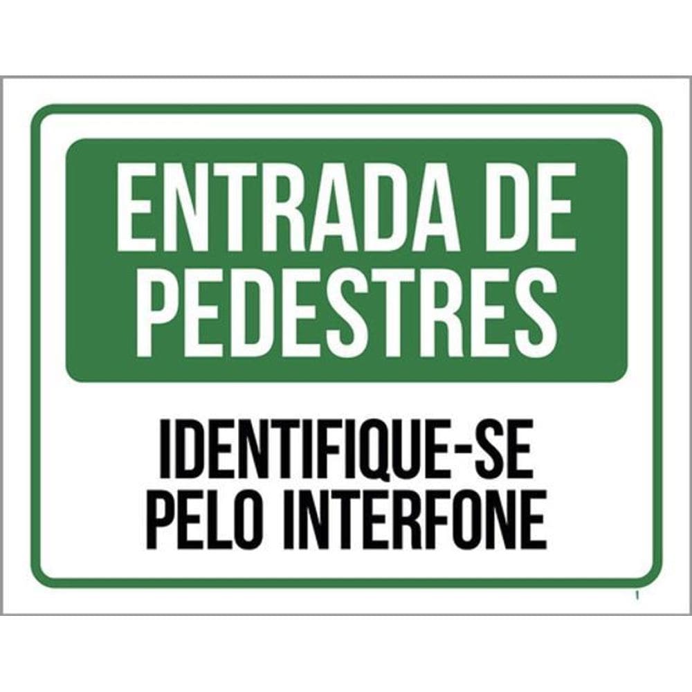 Kit 3 Placas Entrada Pedestres Identifique-Se Interfone