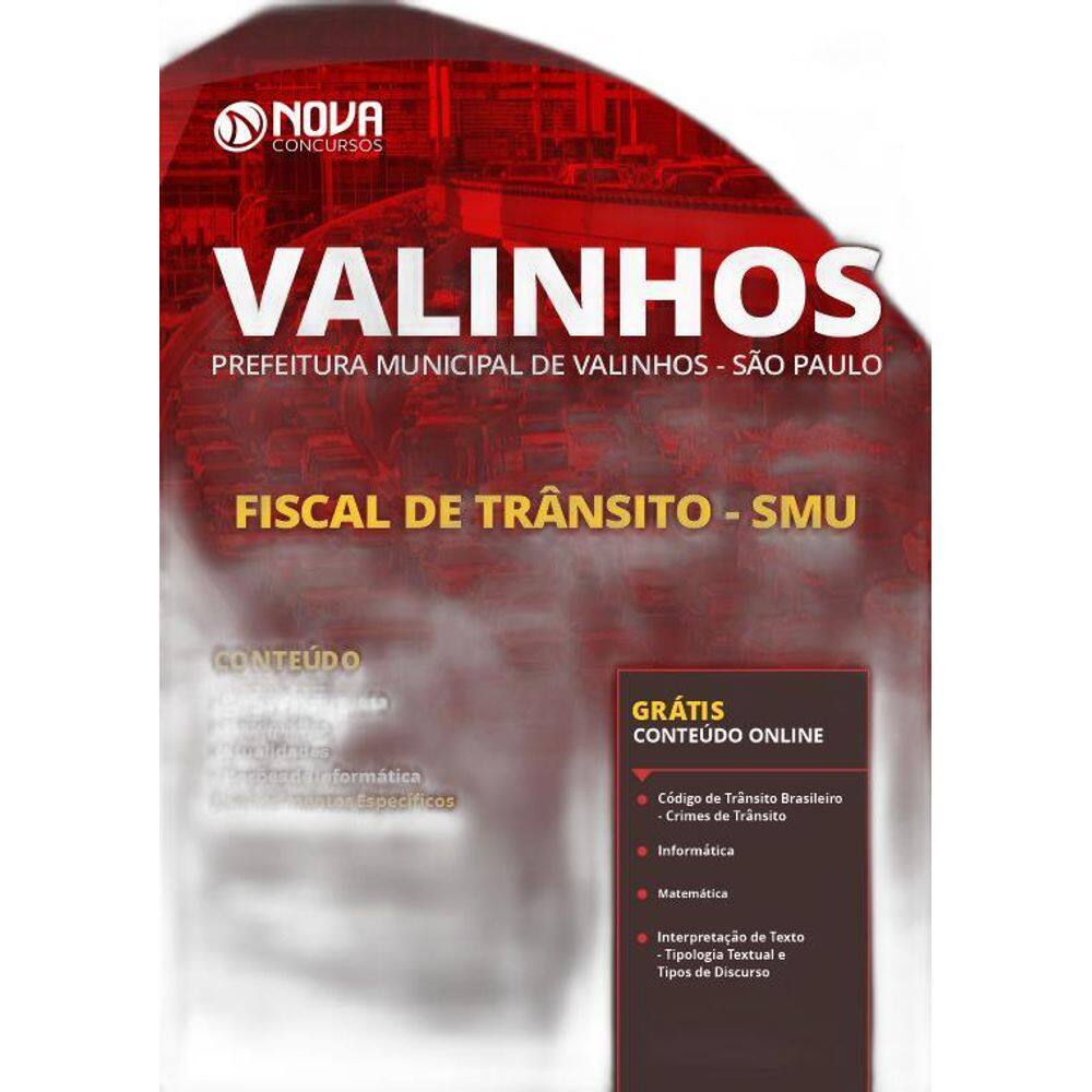 Apostila Valinhos  SP 2019  Fiscal de Trânsito  SMU