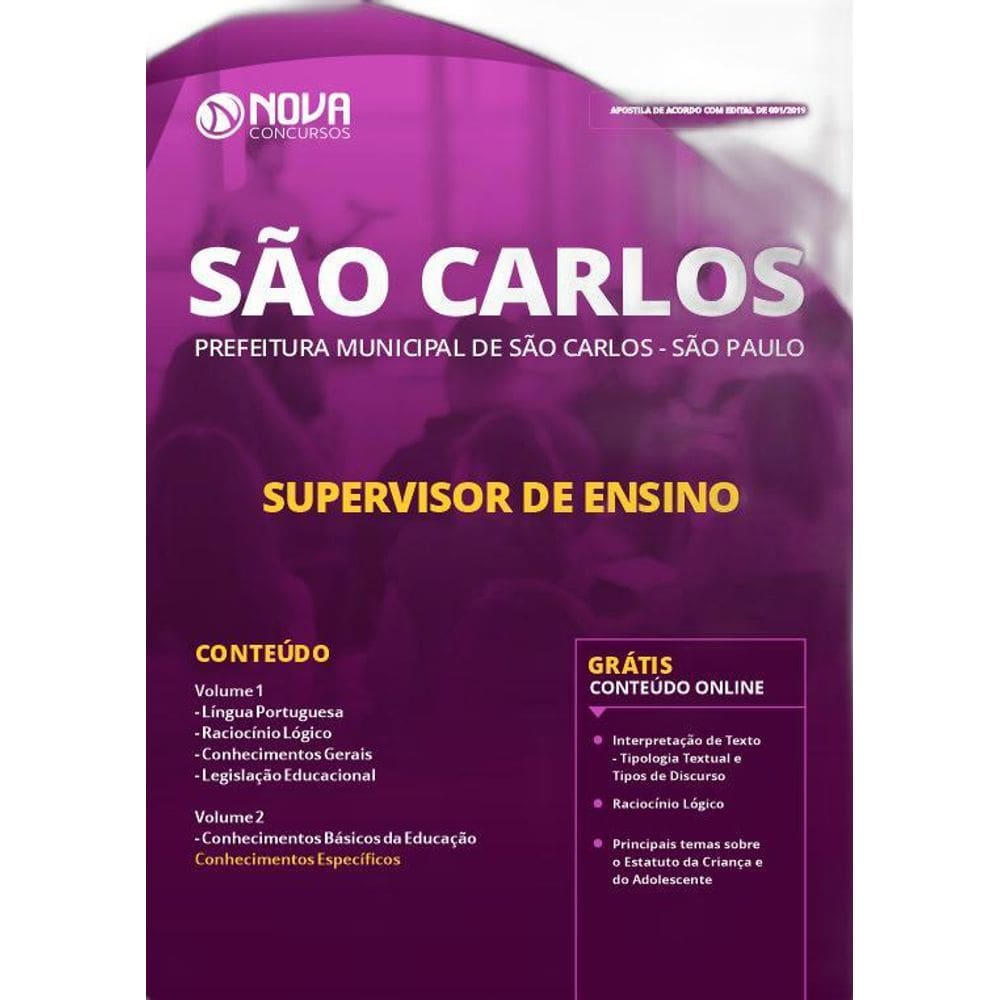 Apostila São Carlos  SP 2019  Supervisor de Ensino