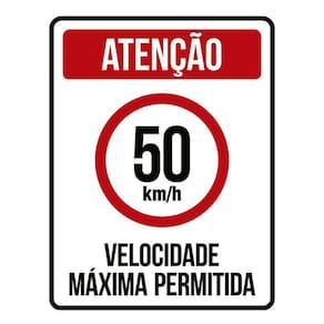 Placa Atenção Velocidade Máxima Permitida 50 Km/H 36X46