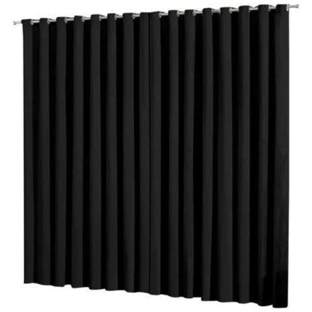 Cortina Blackout Lisboa Luxo Ilhós Cromado Preto 5,00x2,80M