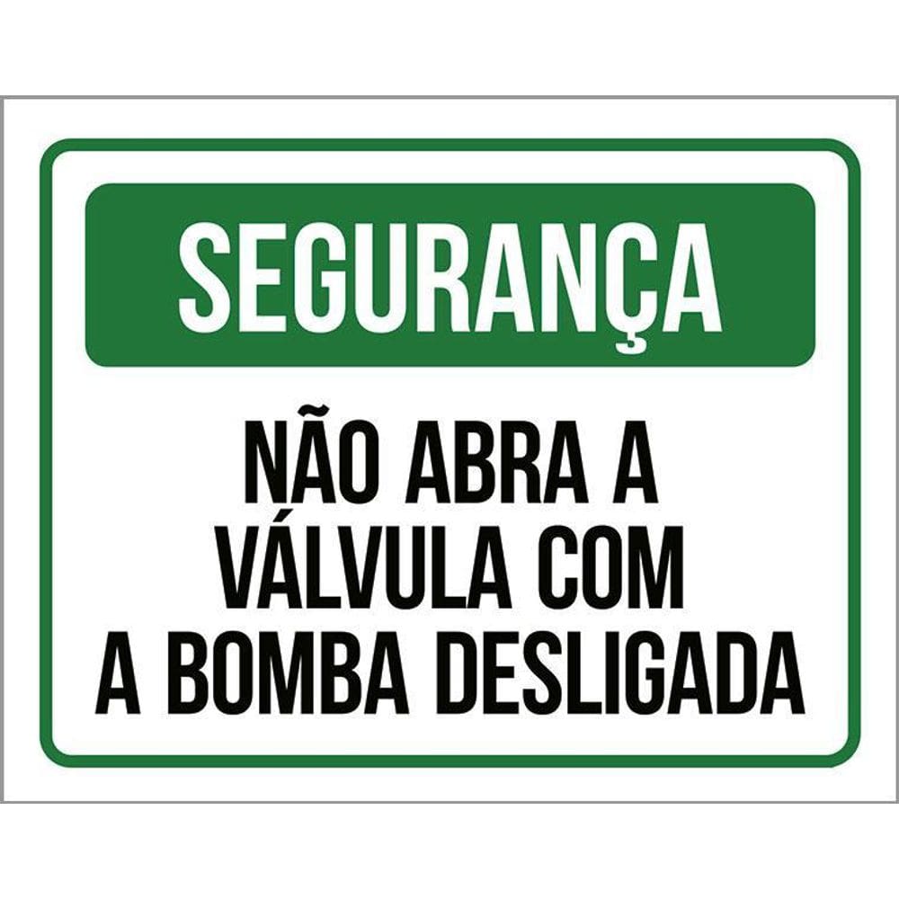 Placa Não Abra A Válvula Com Bomba Desligada 36X46