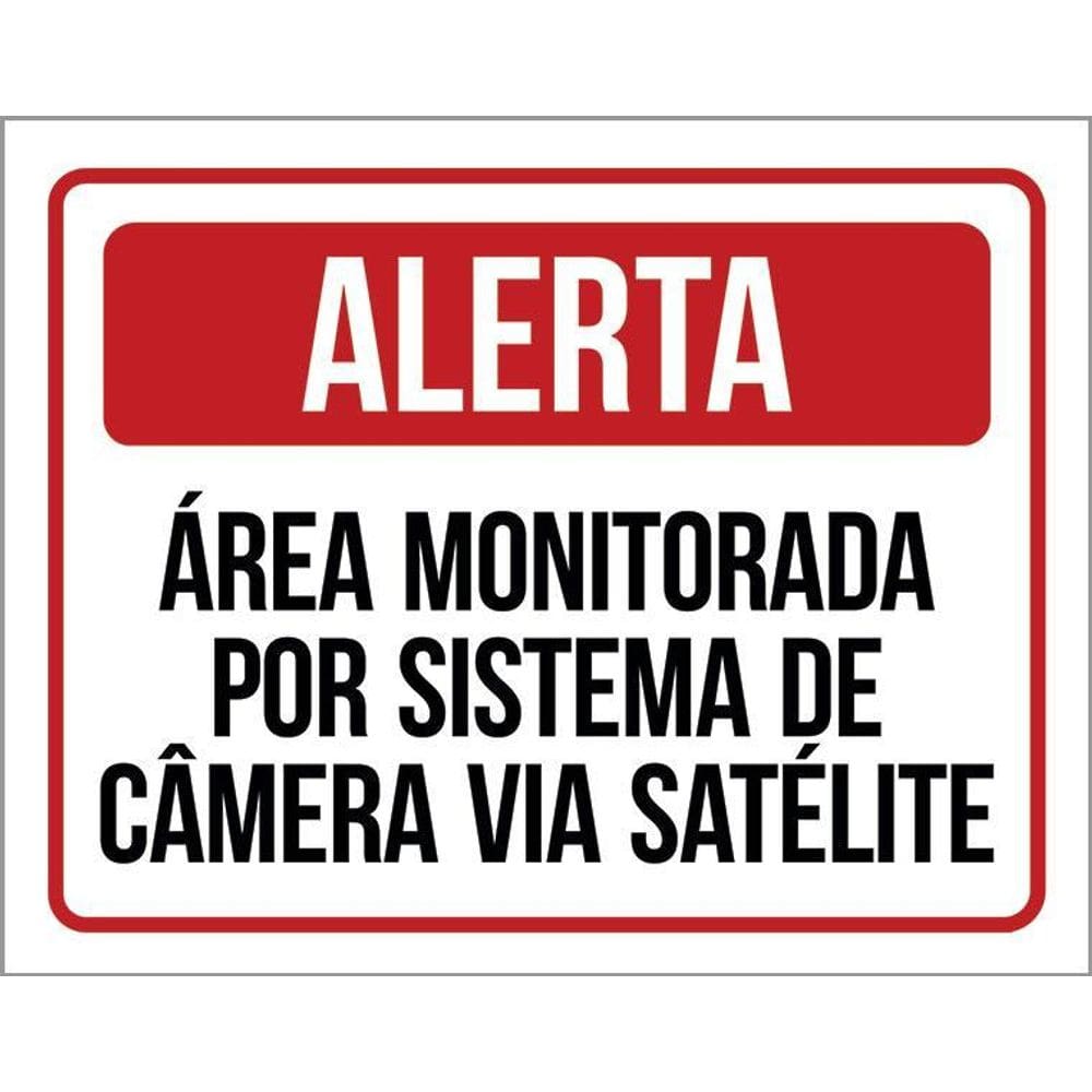 Placa Alerta Área Monitorada Sistema Câmera Satelite 36X46