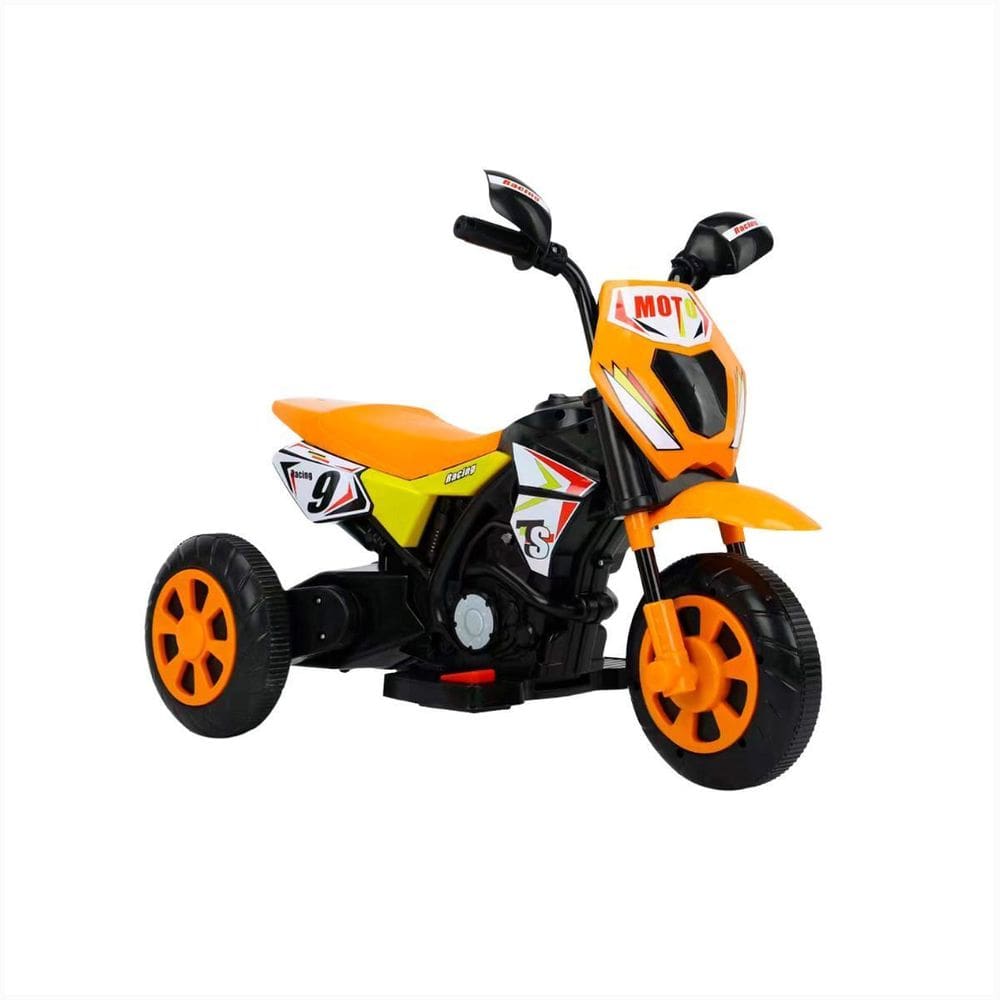 Moto Elétrica Infantil Laranja Farol Led Acelerador Pedal Ré