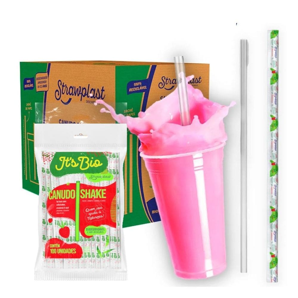 Canudo Milk Shake C/2000 Bio Strawplast 8Mm Transparente