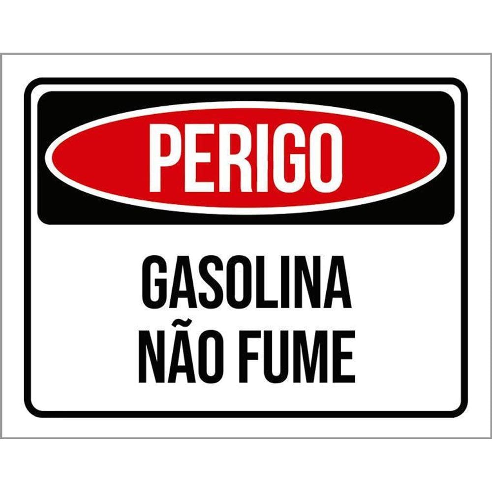Placa De Sinalização - Perigo Gasolina Não Fume 36X46