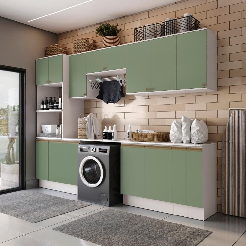 Lavanderia Modulada Kappesberg Celeste 9 Peças Branco/verde 310,5cm