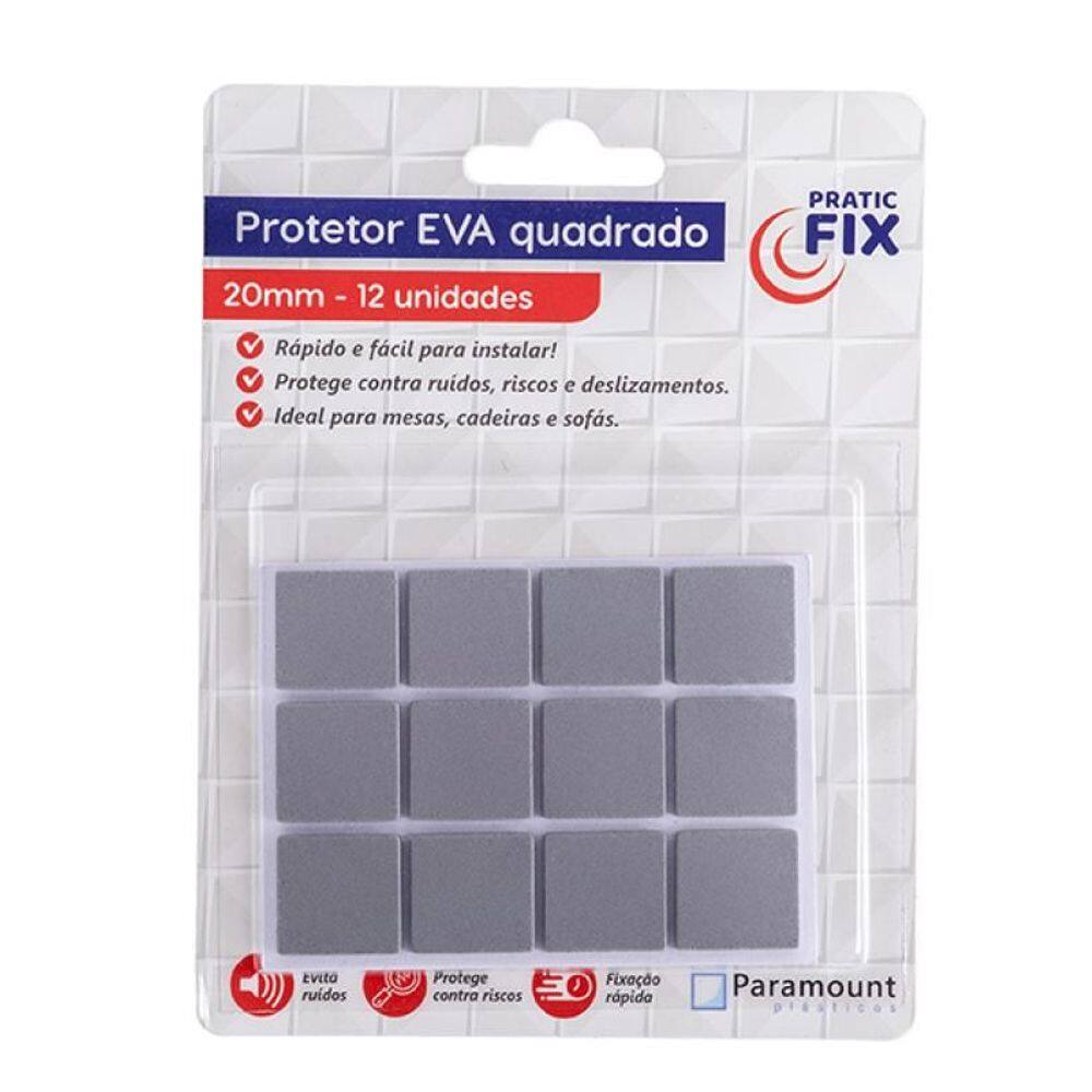 Protetor Eva Adesivo Quadrado 20 mm Com 12 Un.