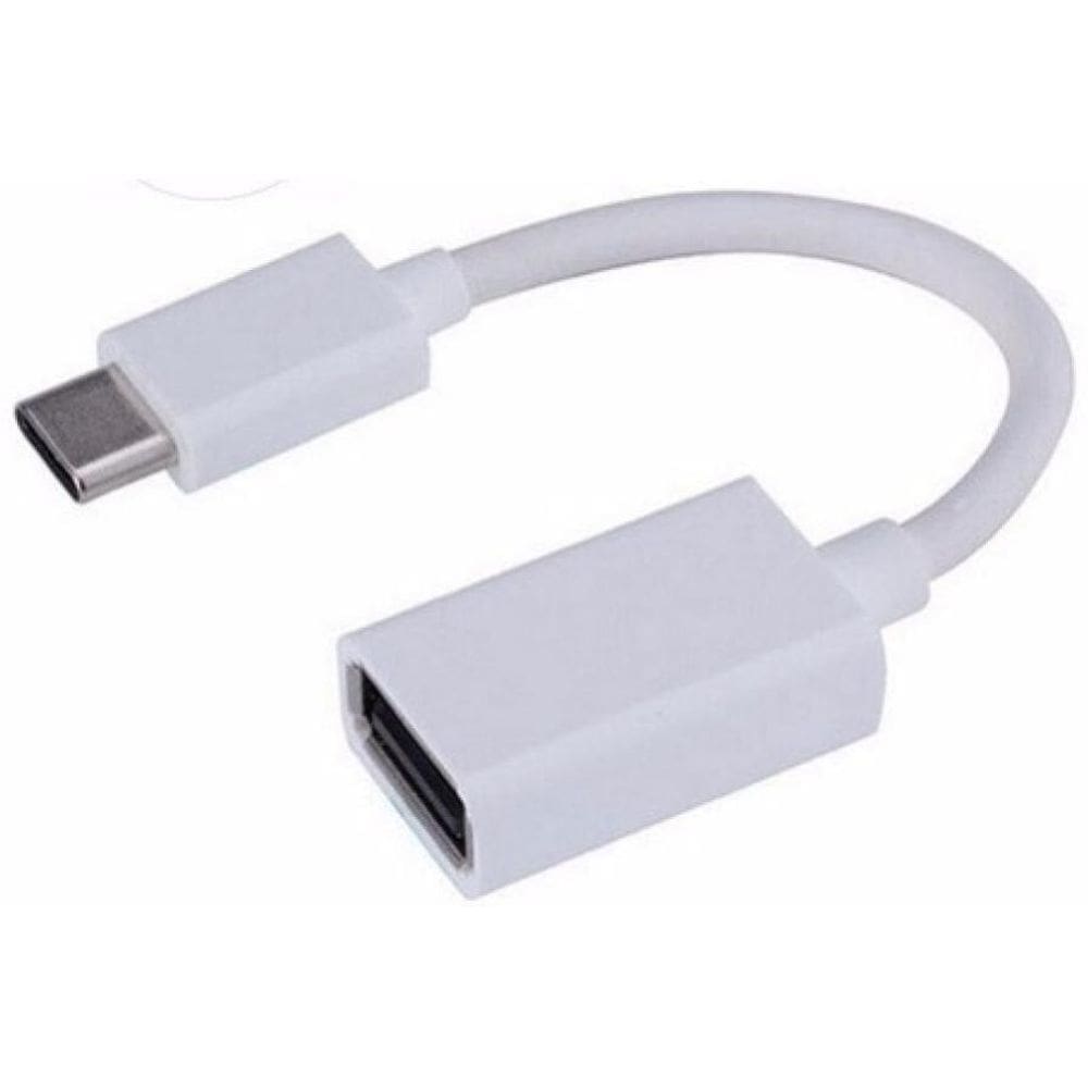 Cabo OTG branco tipo c type c pendrive usb fêmea