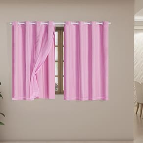 Cortina Blackout Pvc Com Tecido Voil 2,80 M X 1,60 M - Rosa