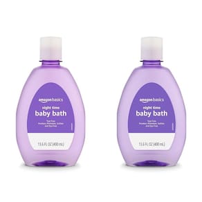 Banho de bebê Amazon Basics, noturno, levemente perfumado, 400 ml x2
