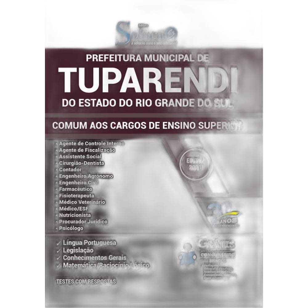 Apostila Prefeitura Tuparendi Rs - Cargos De Ensino Superior