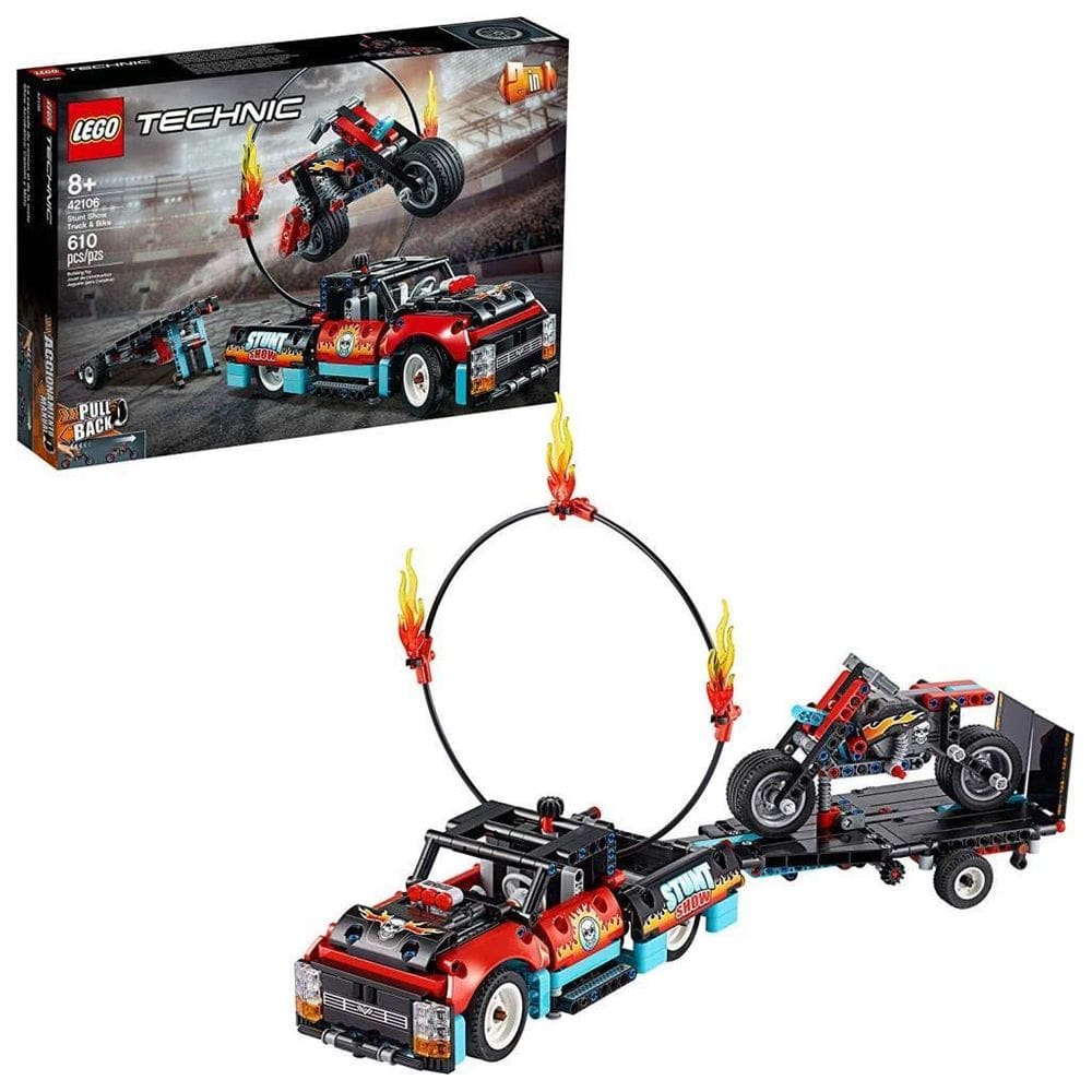 Conjunto de caminhões e bicicletas Toy LEGO Technic Stunt Show 42106 com motor