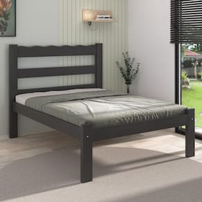 Cama De Casal Madeira Maciça Para Colchão 128-138x188cm Multimóveis Preto