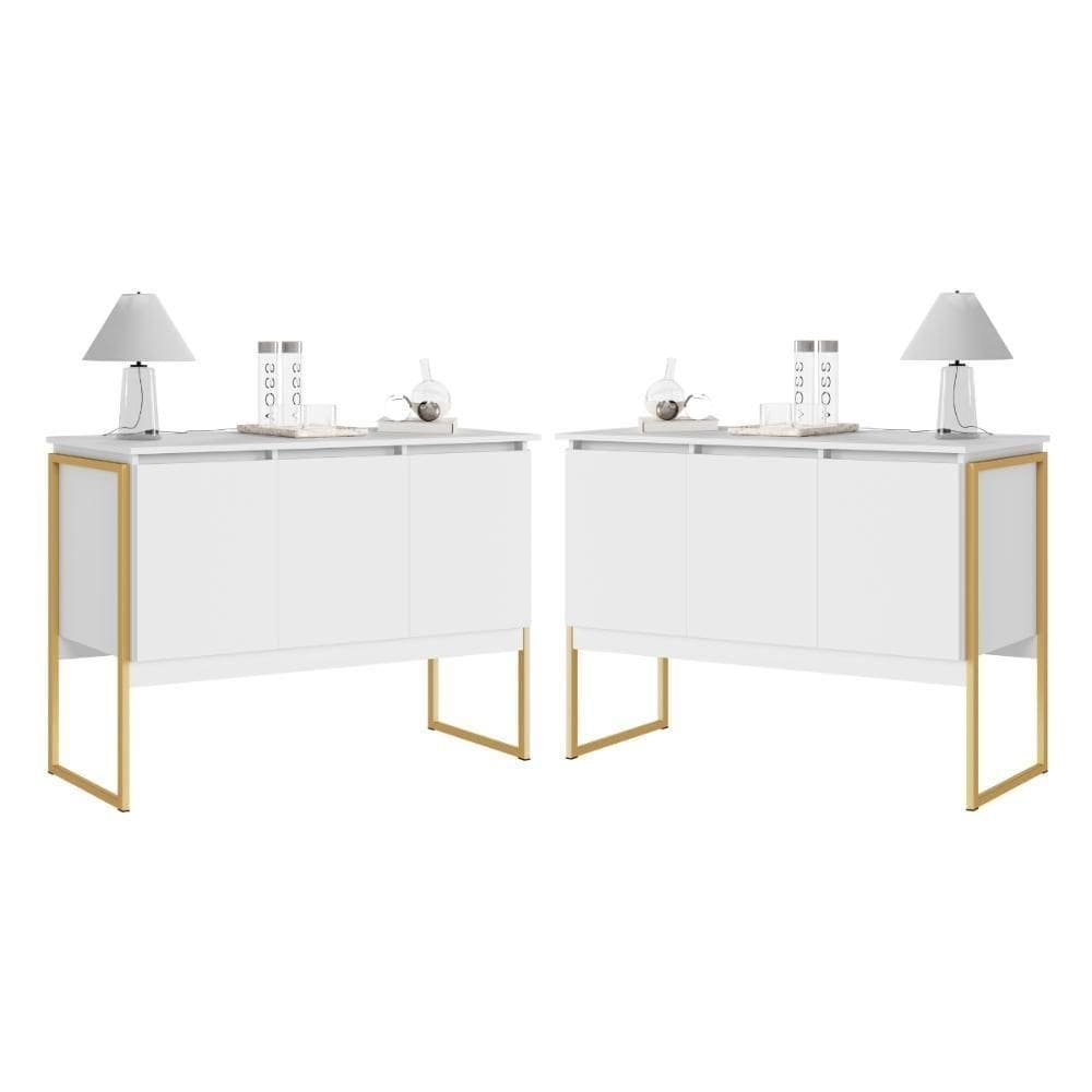 Jogo De Buffets Modernos Verona Branco Dourado