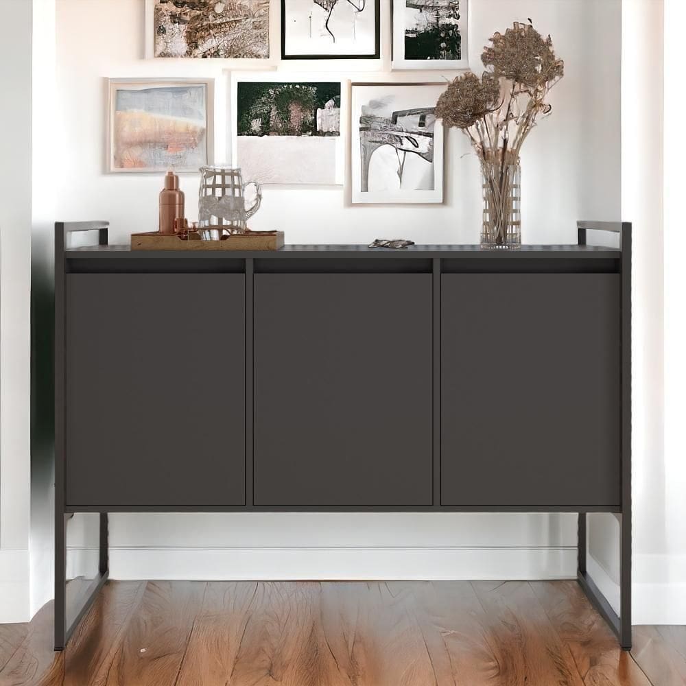 Buffet Para Sala Industrial Manila Preto Onix