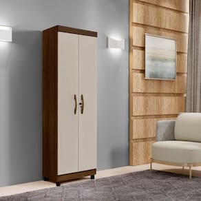 Armario Multiuso New Roma Com 2 Portas E Chaves Imbuia/off White