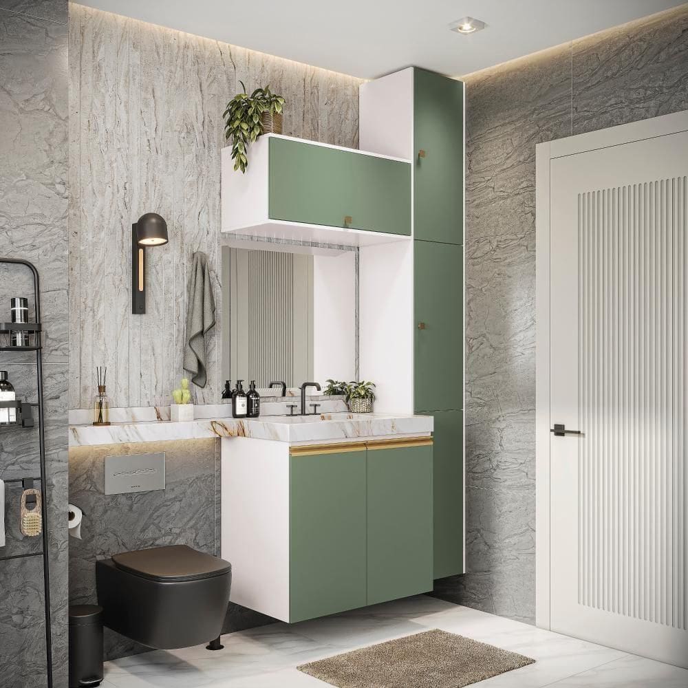 Conjunto Para Banheiro Kappesberg Celeste 5 Peças Branco/verde 116,5cm