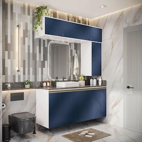 Conjunto Para Banheiro Kappesberg Celeste 7 Peças Branco/azul 160cm