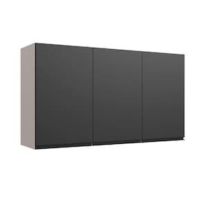 Armário Aéreo Cozinha 120 Cm 3 Portas 2 Prateleiras Quiditá Fumê/grafite