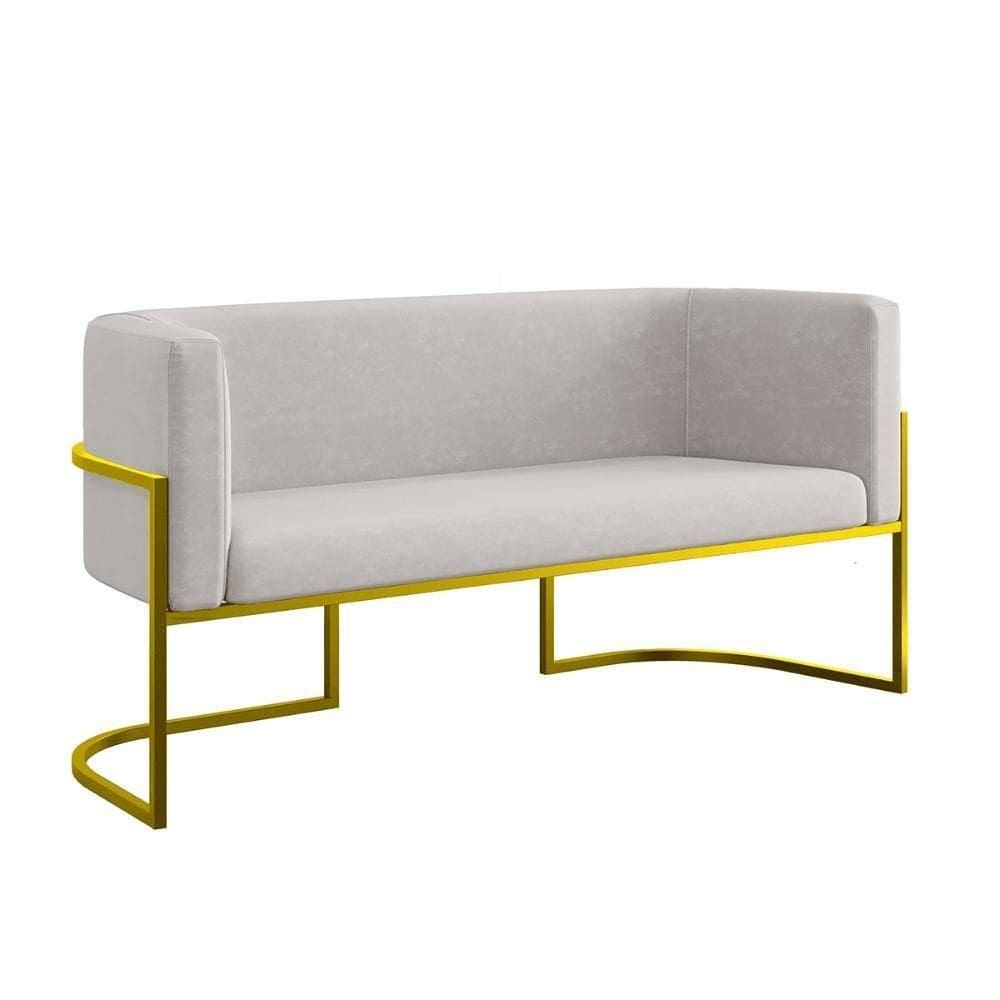 Sofá Namoradeira 2 Lugares Moderna Base Metal Gold Balaqui Bege