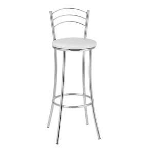 Banqueta Alta Cromada Bc26/a A101 Treparoni Branco