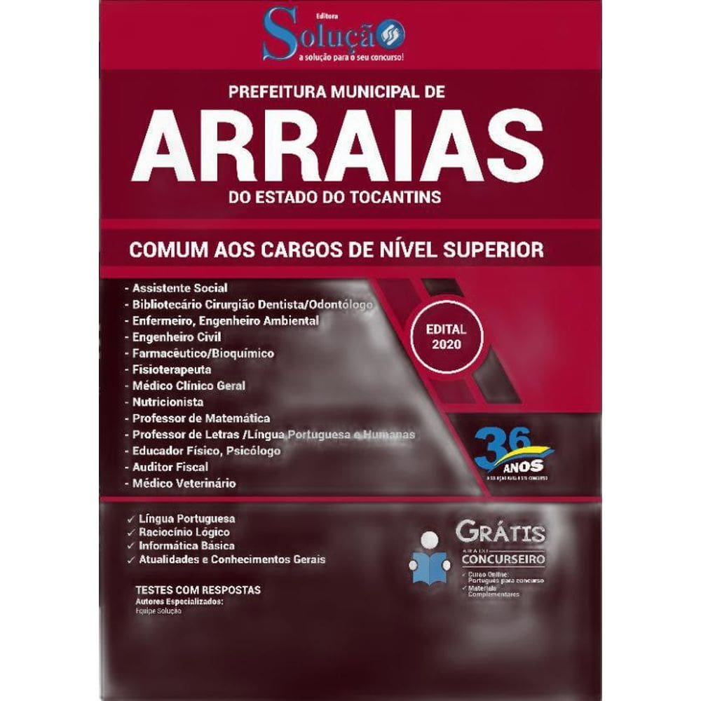 Apostila Arraias To - Comum Aos Cargos De Nível Superior