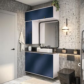 Conjunto Para Banheiro Kappesberg Celeste 4 Peças Branco/azul 120cm