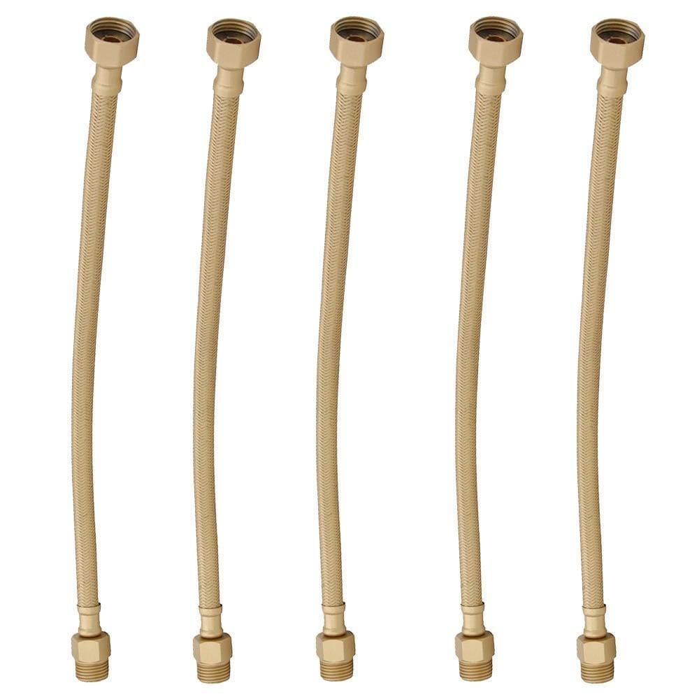 Kit 5 Engate Mangueira Flexível Dourado Trançado Inox 60Cm