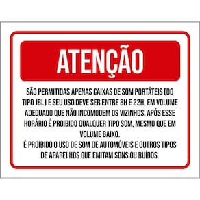 Placa Sinalização - Atenção Caixas De Som Portáteis 36X46