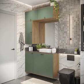 Conjunto Para Banheiro Kappesberg Celeste 4 Peças Nogueira/verde 120cm
