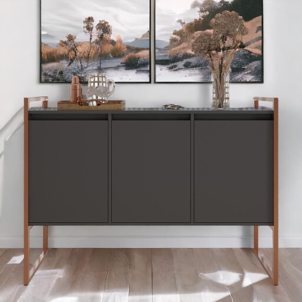 Buffet Para Sala Industrial Manila Preto Cobre