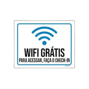 Placa Sinalização Wifi Acessar Faça Check-In 27X35