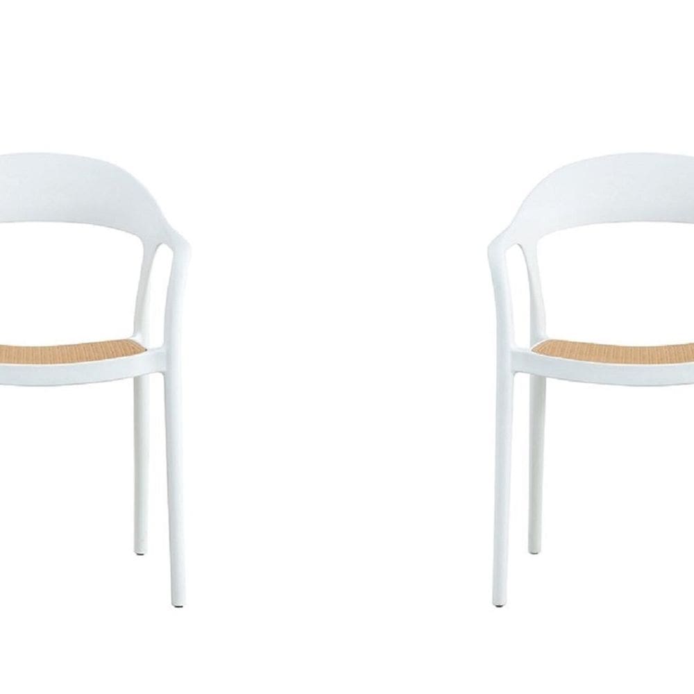 Conjunto 2 Cadeiras para Jardim e Varanda Lia com Braço Branco/Caramelo