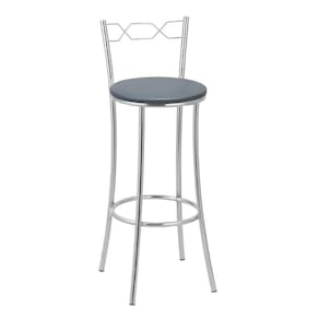 Banqueta Alta Cromada Bc51/a A101 Treparoni Cinza