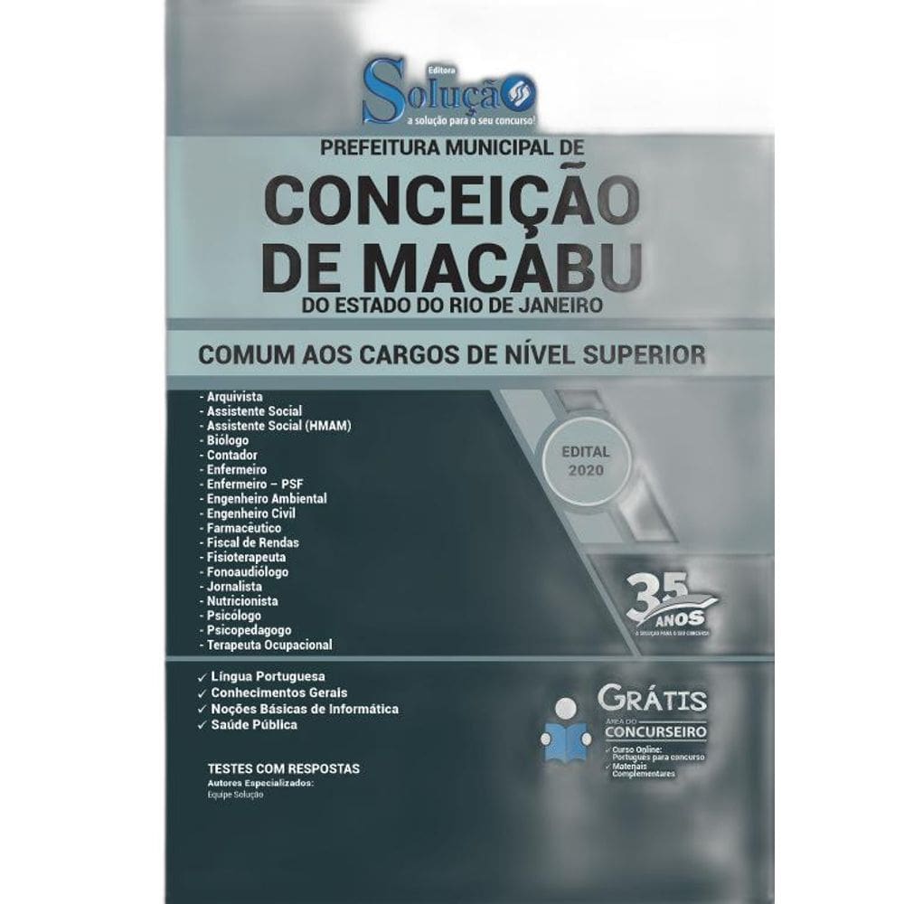 Apostila Conceição De Macabu Rj - Cargos De Nível Superior