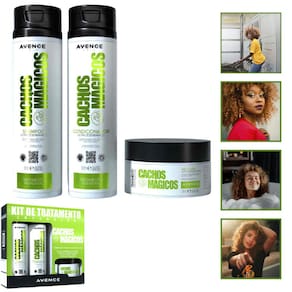 Kit Shampoo + Condicionador + Máscara 300gr Cachos Mágicos Cabelo Profissional  brilho Intenso Salão
