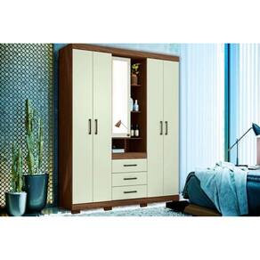Guarda Roupa 5 Portas e 3 Gavetas Havana Star 5.3 Jatobá/Areia - Santos Andirá