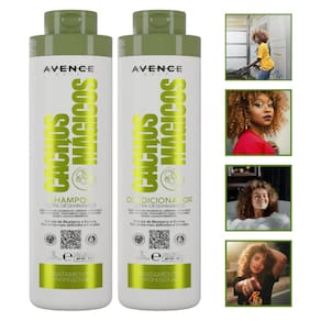 Kit Shampoo + Condicionador Cachos Mágicos 1L Brilho Intenso Salão em Casa Hidratação Profissional