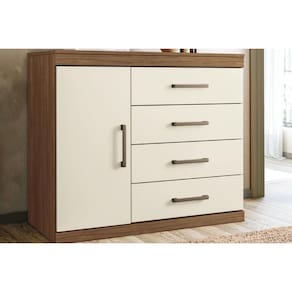 Cômoda Casal 1.4 Plus c/ 1 Porta e 4 Gavetas Jatobá/Areia - Santos Andirá